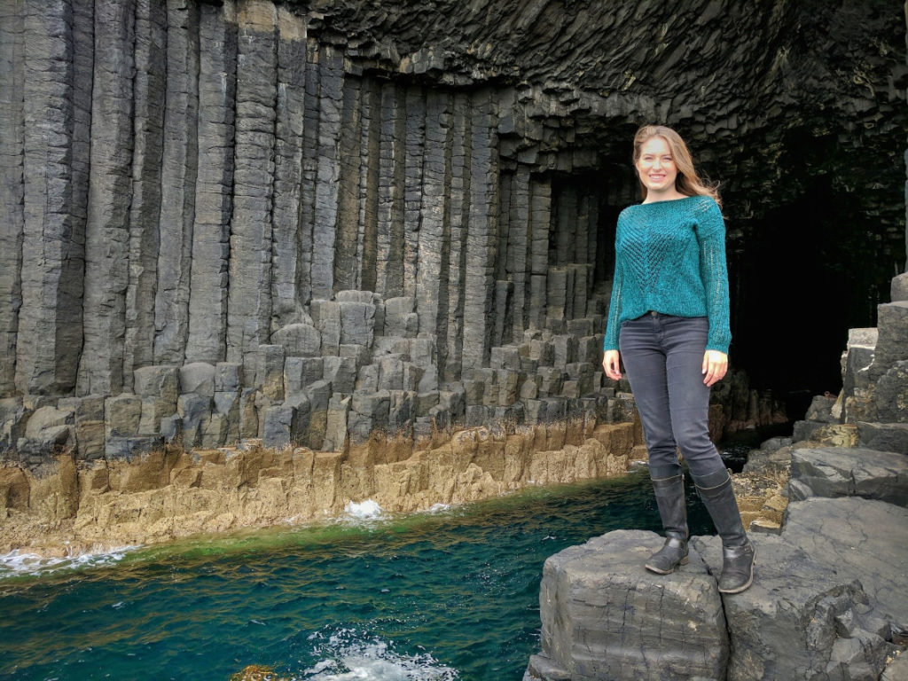 Standing next to the entrance to Fingal's Cave