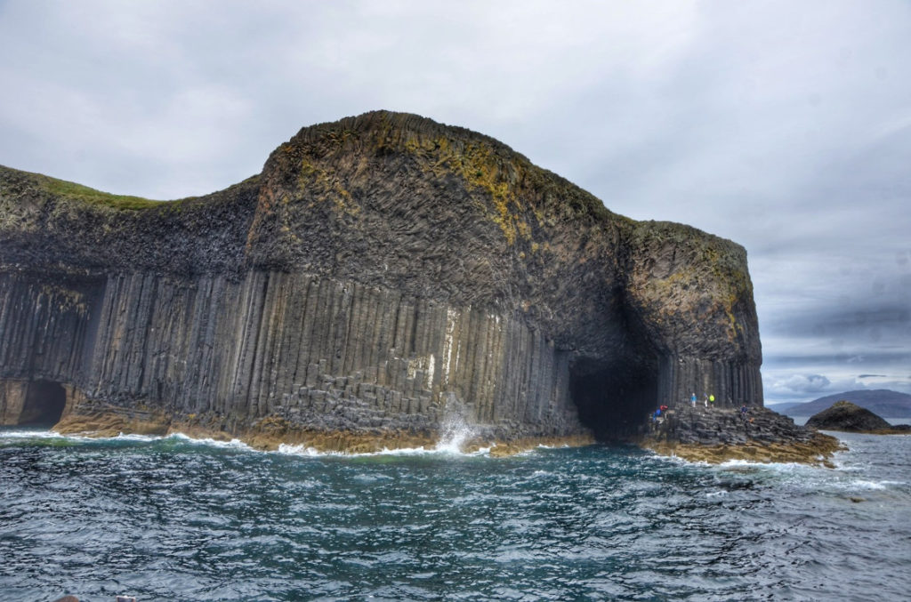 The island of Staffa with Fingal's Cave entrance on the right