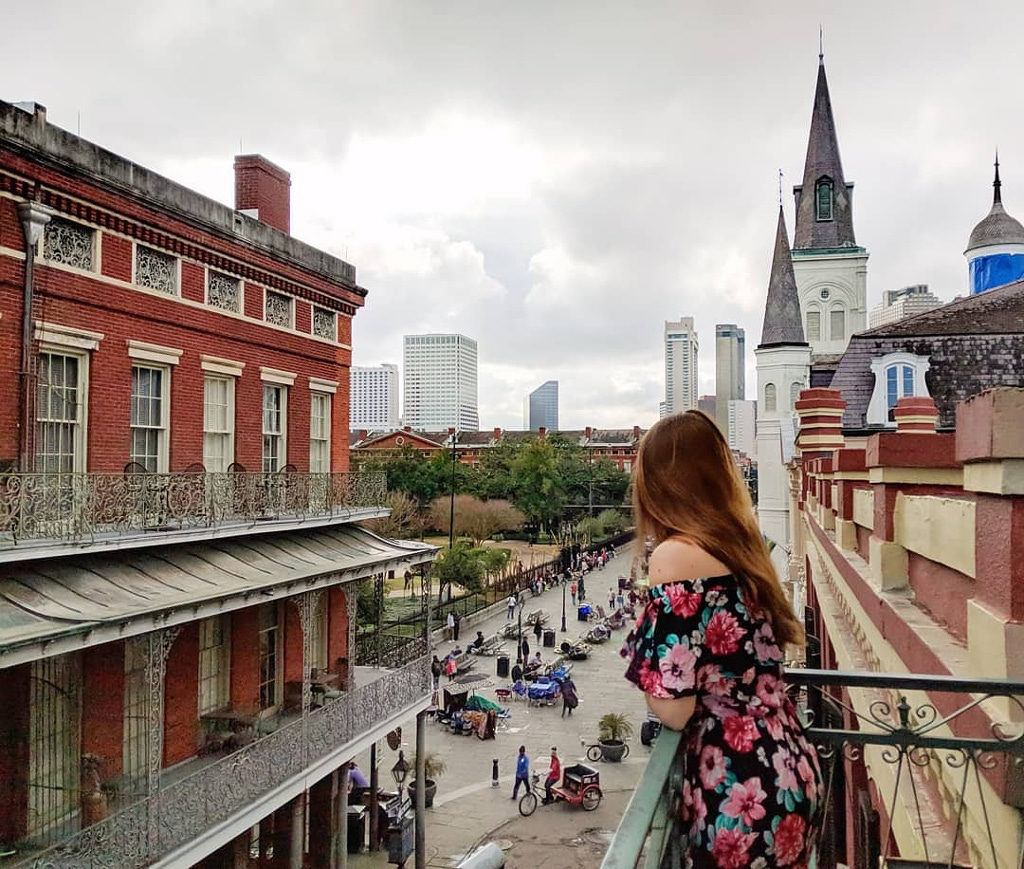 View overlooking Jackson Square and St. Louis Cathedral from the balconies of Place d'Armes