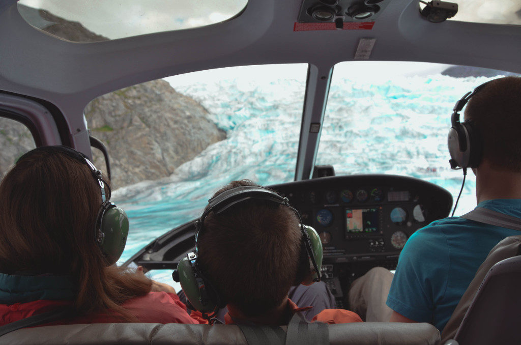 Viewing Mendenhall Glacier from inside the helicopter
