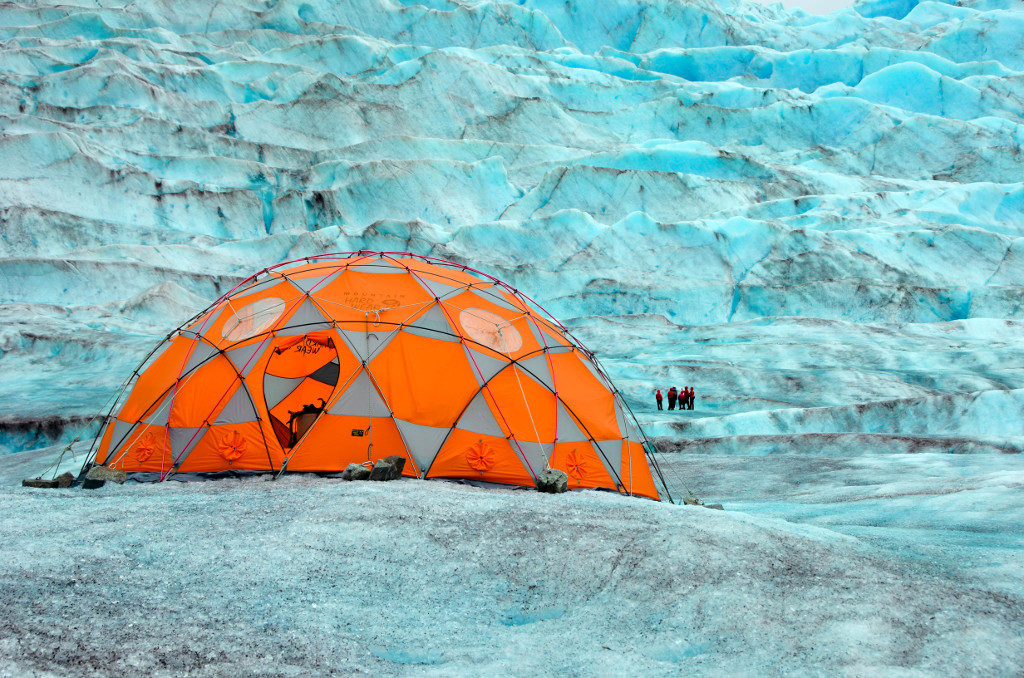 Supply and emergency tent on Mendenhall Glacier