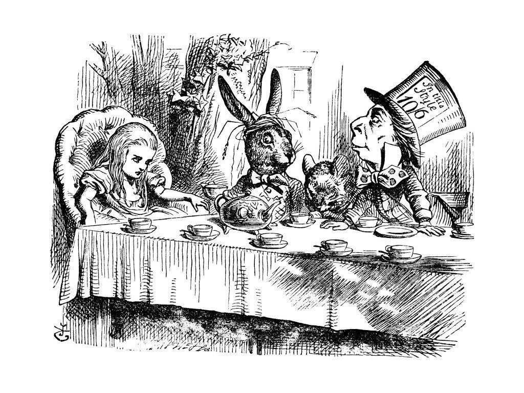 Alice's Adventures in Wonderland tea party illustration