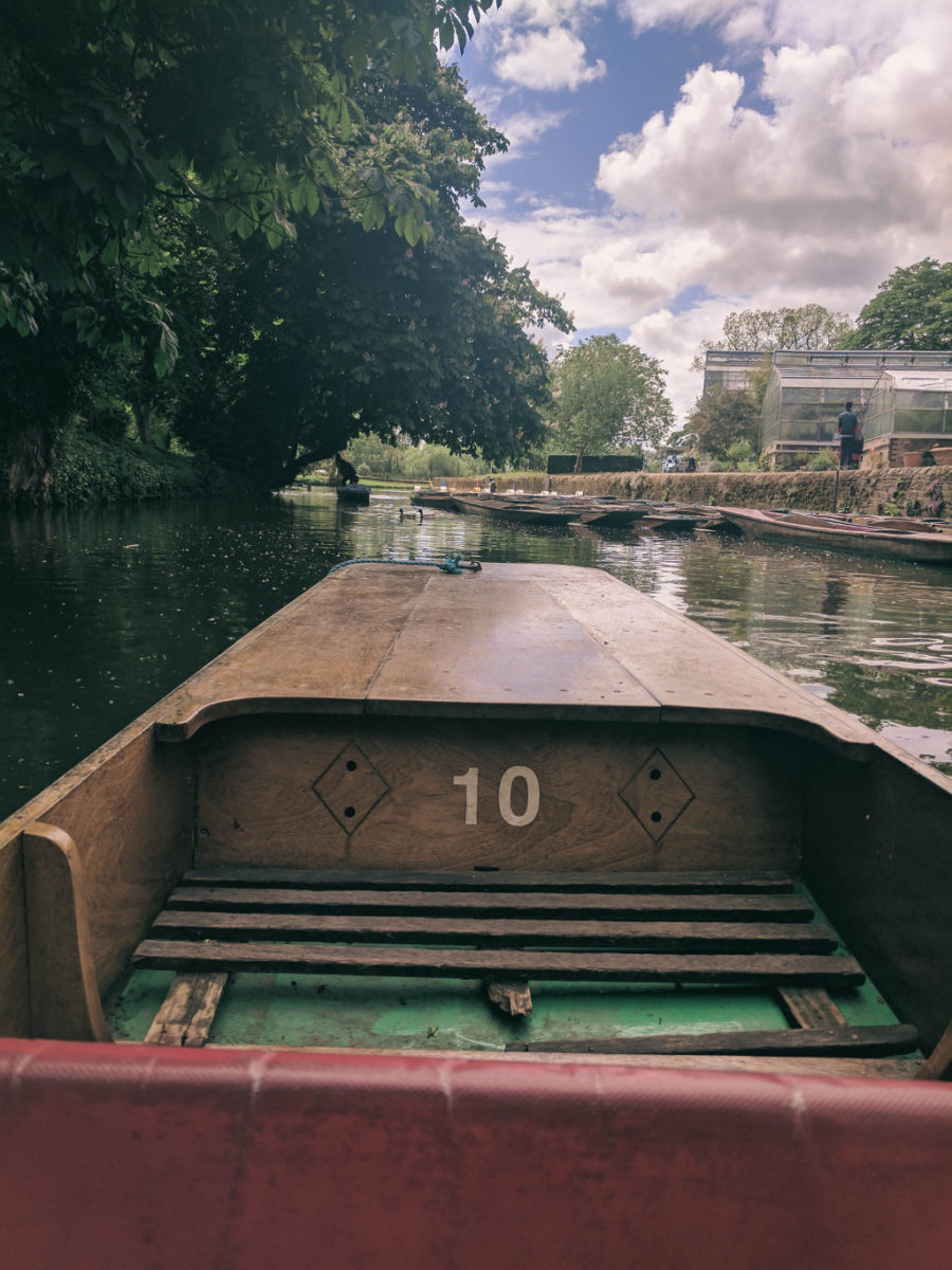 View from inside a punt while on the river
