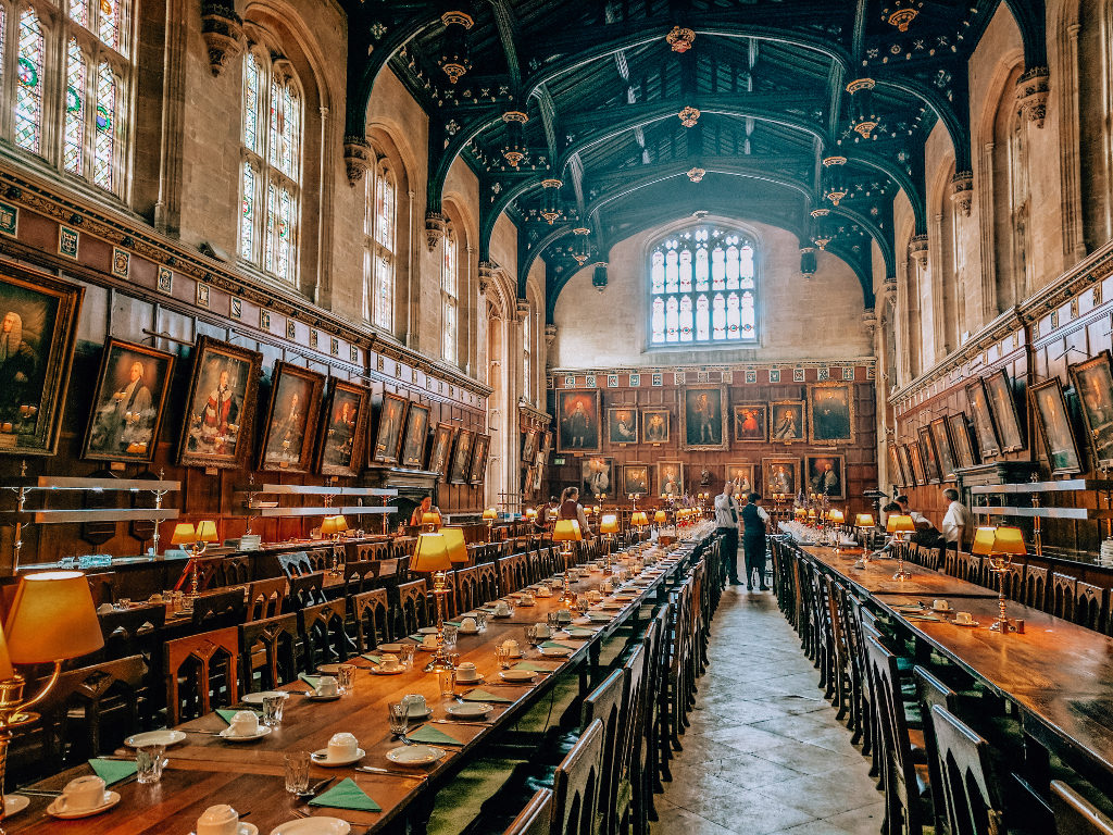Inside Christ Church College dining hall