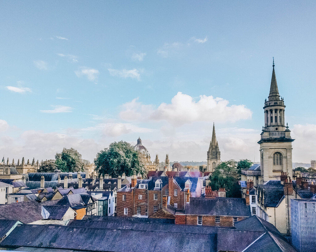 Spires and rooftops of Oxford as seen from the Varsity Club.