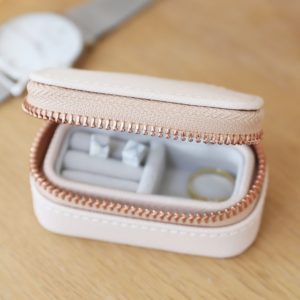 Light pink jewelry travel case