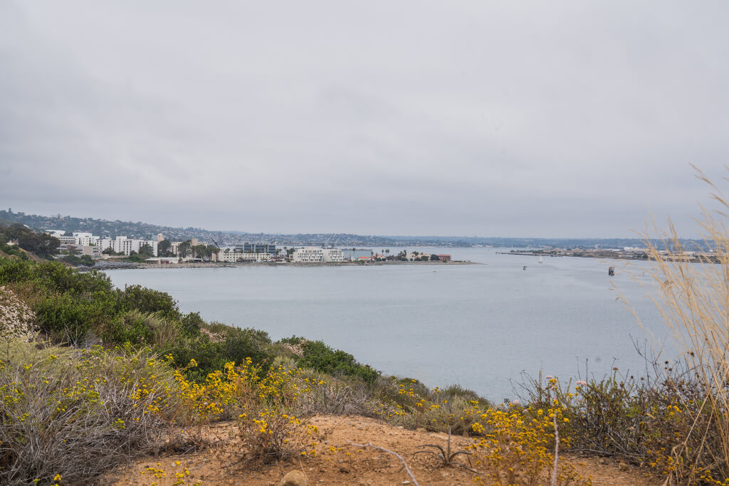 View of the ocean and across the bay from the Bayside Trail