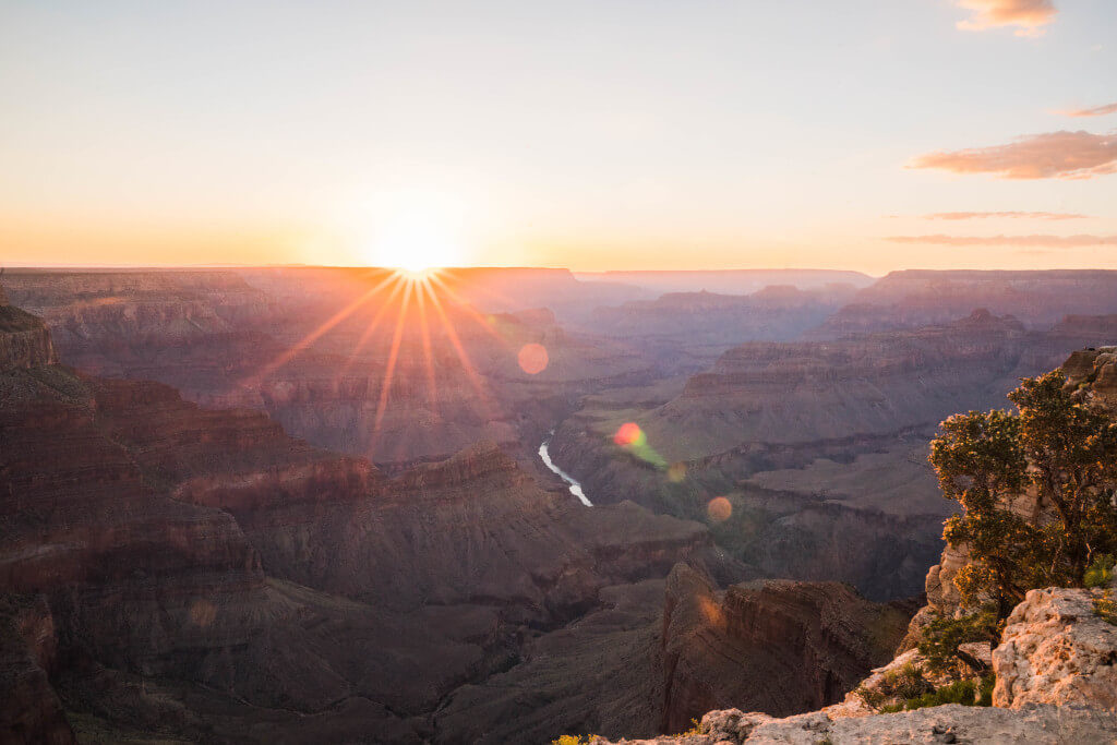Sunset over the canyon at Grand Canyon