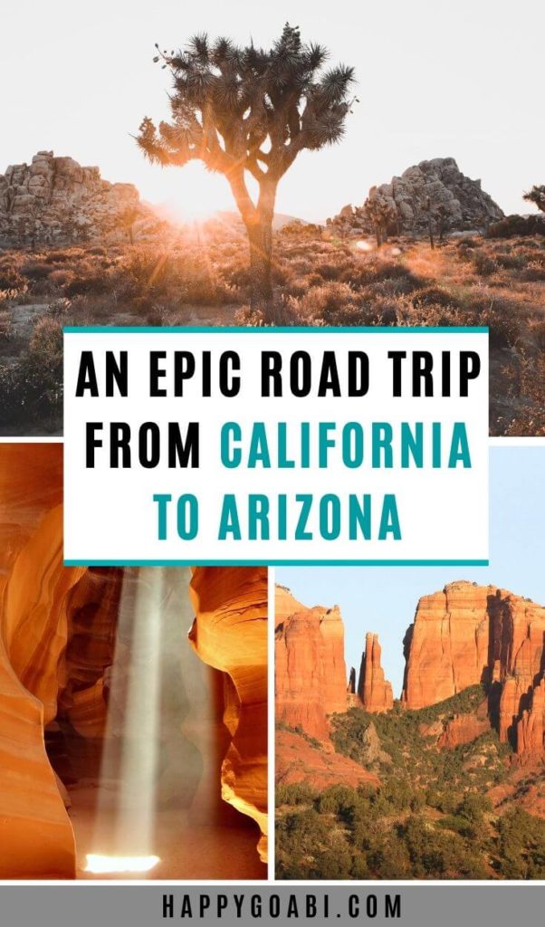 Pinterest image for California to Arizona Road Trip article